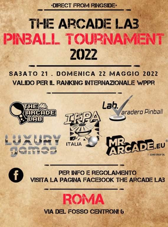 The Arcade Lab Pinball Tournament 2022 @ The Arcade Lab, Via del Fosso Centroni 6